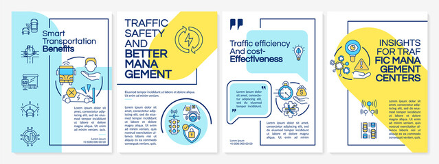 Smart transportation advantages brochure template. Flyer, booklet, leaflet print, cover design with linear icons. Vector layouts for presentation, annual reports, advertisement pages