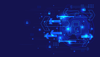 Cyber security and information or network protection. Future technology background.