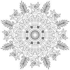 Leaf Flower Petal Coloring Mandala Art Simple Graphic Shape Vector Floral Oriental Outline Vintage Decorative Elements Pattern Illustration Islam Arabic Indian Turkish Mystic Religion Morals Lotus