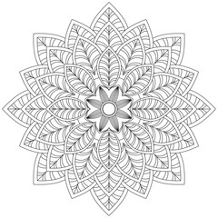 Leaf Flower Petal Coloring Mandala Art Simple Graphic Shape Vector Floral Oriental Outline Vintage Decorative Elements Pattern Illustration Islam Arabic Indian Turkish Mystic Religion Morals Lotus