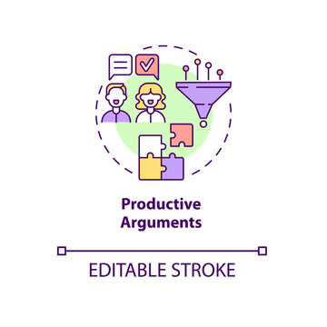 Productive Arguments Concept Icon. Common Problem Solving. Respect And Consensus. Mature Relationships Abstract Idea Thin Line Illustration. Vector Isolated Outline Color Drawing. Editable Stroke