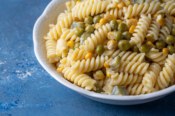 Pasta salad with mayonnaise and vegetables