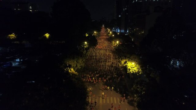 November 2019. Aerial View Of People Running On Saigon Street At The Marathon Event In Ho Chi Minh City