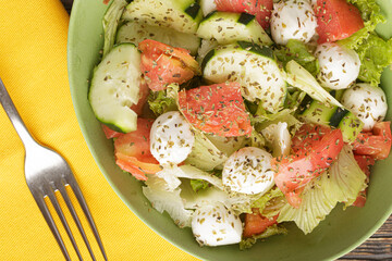 vegetable salad with cheese and tomatoes