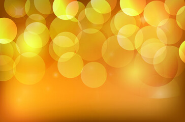 Vector golden abstract bokeh snowfall. Winter Christmas holiday background with glitter