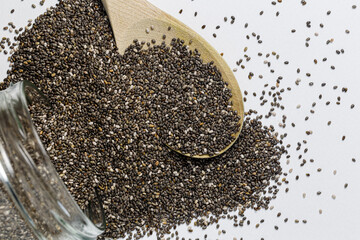 chia seeds in the wooden spoon
