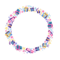 Cute round frame with watercolor elements on white background.Hand drawn christmas watercolor frame for your design.  Nice festive card. Merry Xmas and Happy New Year!