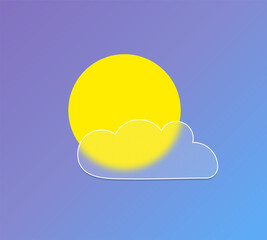 Weather forecast Cloudy icon in the style of glass morphism