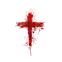 Red bloody cross. Cross made of Red blots. Happy easter. Vector illustration