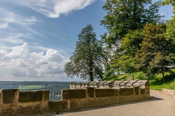 Aussicht über das Polenztal über die Sächsische Schweiz von Burg Hohnstein