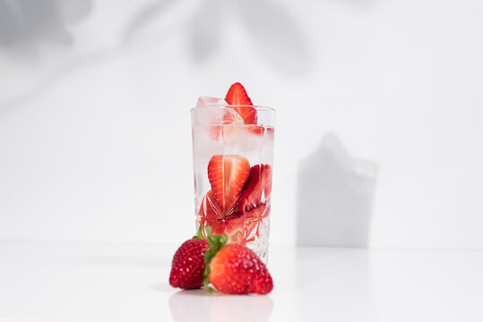 Detox drink with fresh strawberry