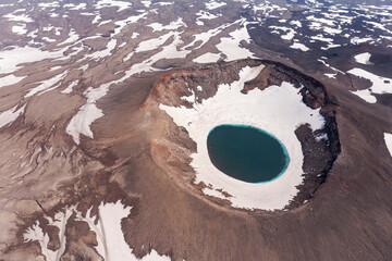 The blue lake in the crater of Gorely volcano. Kamchatka Peninsula, Russia © Ravil Sayfullin