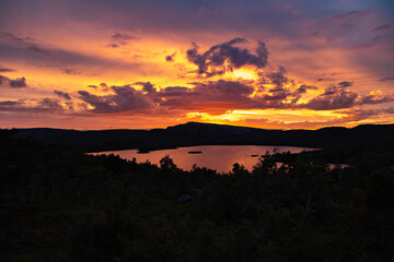 Scenic View Of Landscape Against Sky During Sunset in Sirdal Norway