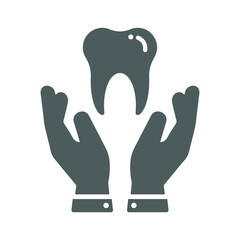 Dental care icon. Gray vector graphics.