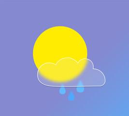 Weather forecast Rainy icon in the style of glass morphism