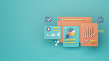 3d marketing data analysis illustration background image rendered