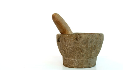 white background mortar and pestle
