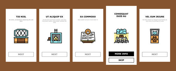 Pet Funeral Cemetery Onboarding Mobile App Page Screen Vector. Pet Funeral Ceremony And Prayer, Individual And Collective Cremation, Cat And Dog Dead Illustrations