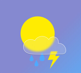 Weather forecast thunderstorm icon in the style of glass morphism