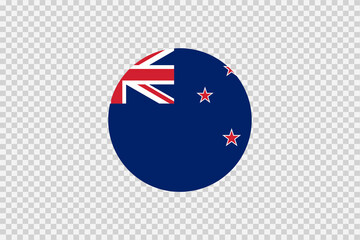 New Zealand flag in circle shape isolated  on png or transparent  background,Symbol of New Zealand, template for banner,card,advertising, magazine,vector,top gold medal winner sport country