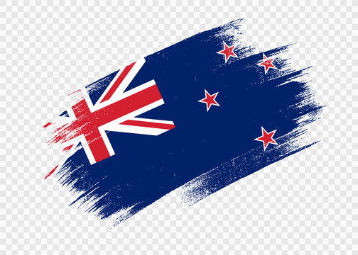 New Zealand flag with brush paint textured isolated  on png or transparent background,Symbol New Zealand,template for banner,advertising ,promote, design,vector,top gold medal winner sport country
