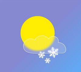 Weather forecast Snow icon in the style of glass morphism