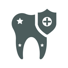 Protect, tooth icon. Gray vector graphics.