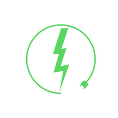 Electric car charging icon, graphic design template, lightning bolt. Charge for electric vehicles sign, vector illustration