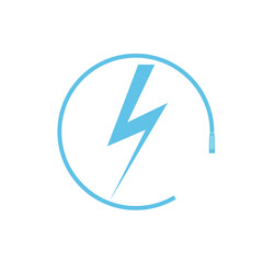 Electric car charging icon, graphic design template, lightning bolt. Charge for electric vehicles sign, vector illustration
