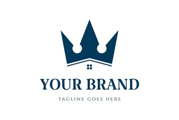 Obraz premium King Queen Crown House Apartment Real Estate Business Logo Design Vector