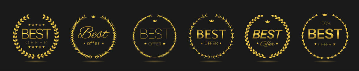 Best offer Golden laurel wreath label set