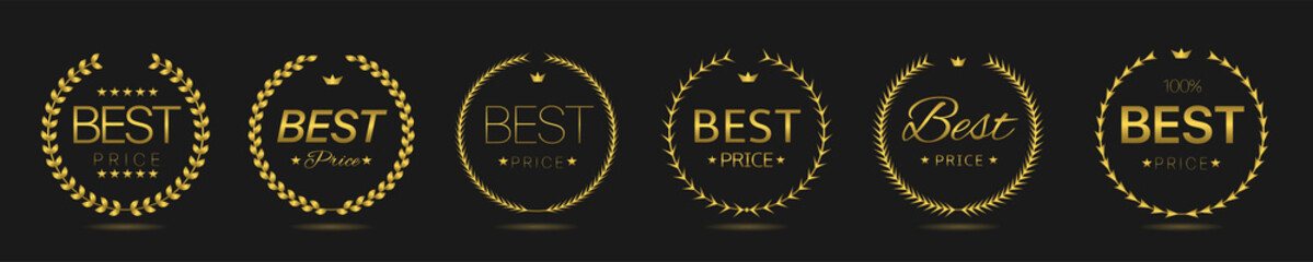 Best price Golden laurel wreath label set