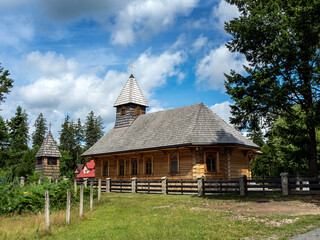 Fototapeta na wymiar wooden church of Our Lady of Fatima, Istebna Stecowka, Poland