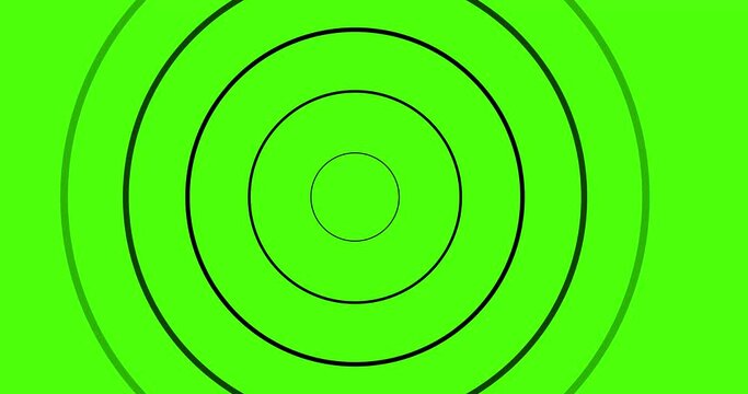 Concentric radial circles emerging from the center. 4K animation. Green screen