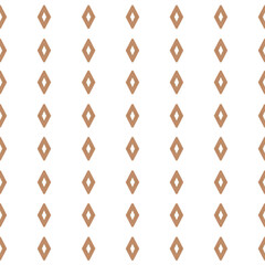 Geometric seamless pattern for textiles, beige diamonds on a white background.
