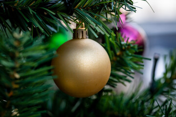 A Close Up of Decorations on a Christmas Tree