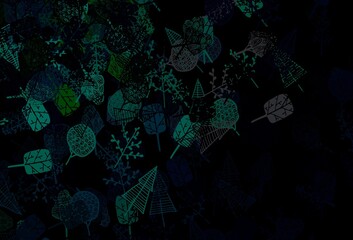 Dark Green vector doodle texture with trees, branches.