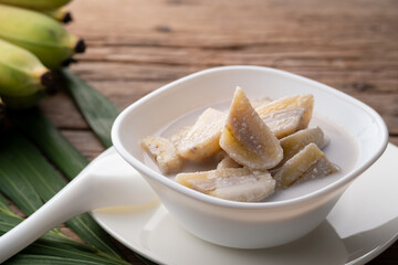 boiled banana in coconut milk.Thai dessert