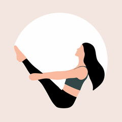 Bundle of woman demonstrating various yoga positions isolated on light background. Colorful flat vector illustration.