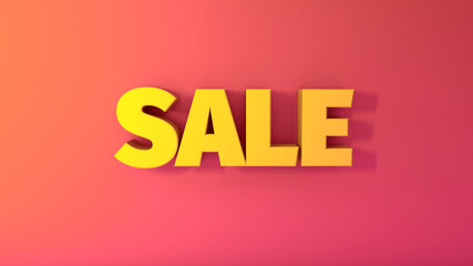 3d render sale yellow on pink background