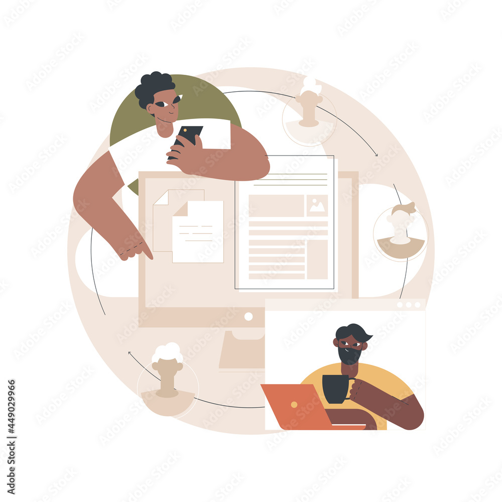 Poster virtualization technology abstract concept vector illustration. process virtual representation, redu