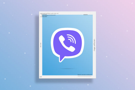 Viber logo icon poster 3d
