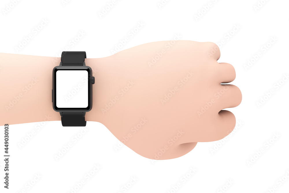 Aufkleber black modern smart watch mockup and strap with blank screen for your design closeup on thewrist of c