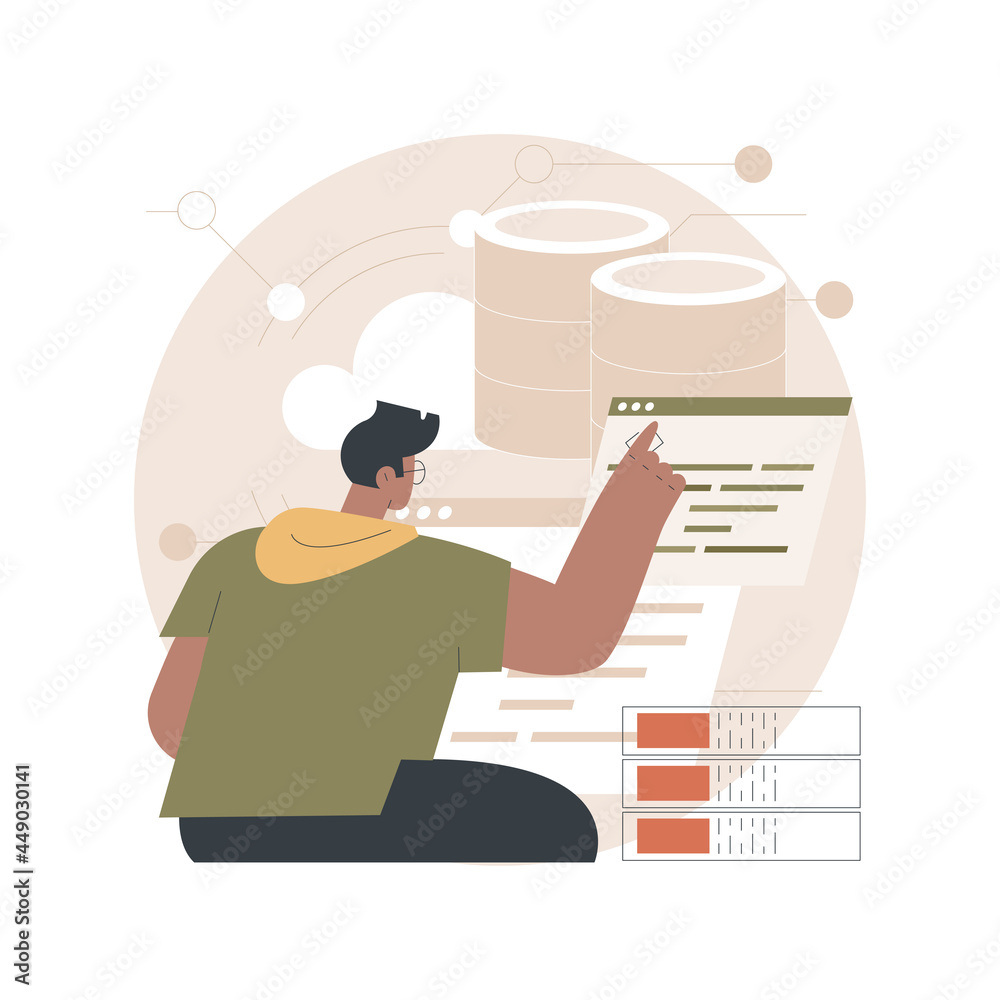 Poster big data analytics abstract concept vector illustration. big data mining, automated analytics system