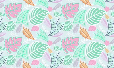Vector seamless tropical leaves pattern for wallpaper,printing,textile and background