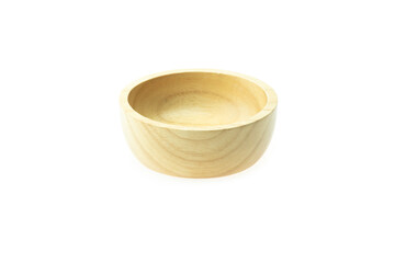 wooden bowl isolated on the white background.