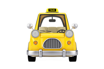 Yellow Cartoon Taxi Car. 3d Rendering