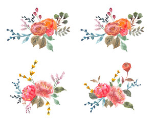 floral autumn watercolor bouquet collection