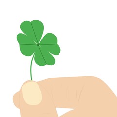 hand holding clover leaf white background