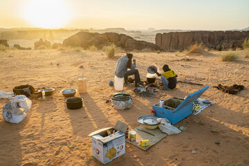 Sunrise at sandstone formation in the Sahara desert, Chad, Africa